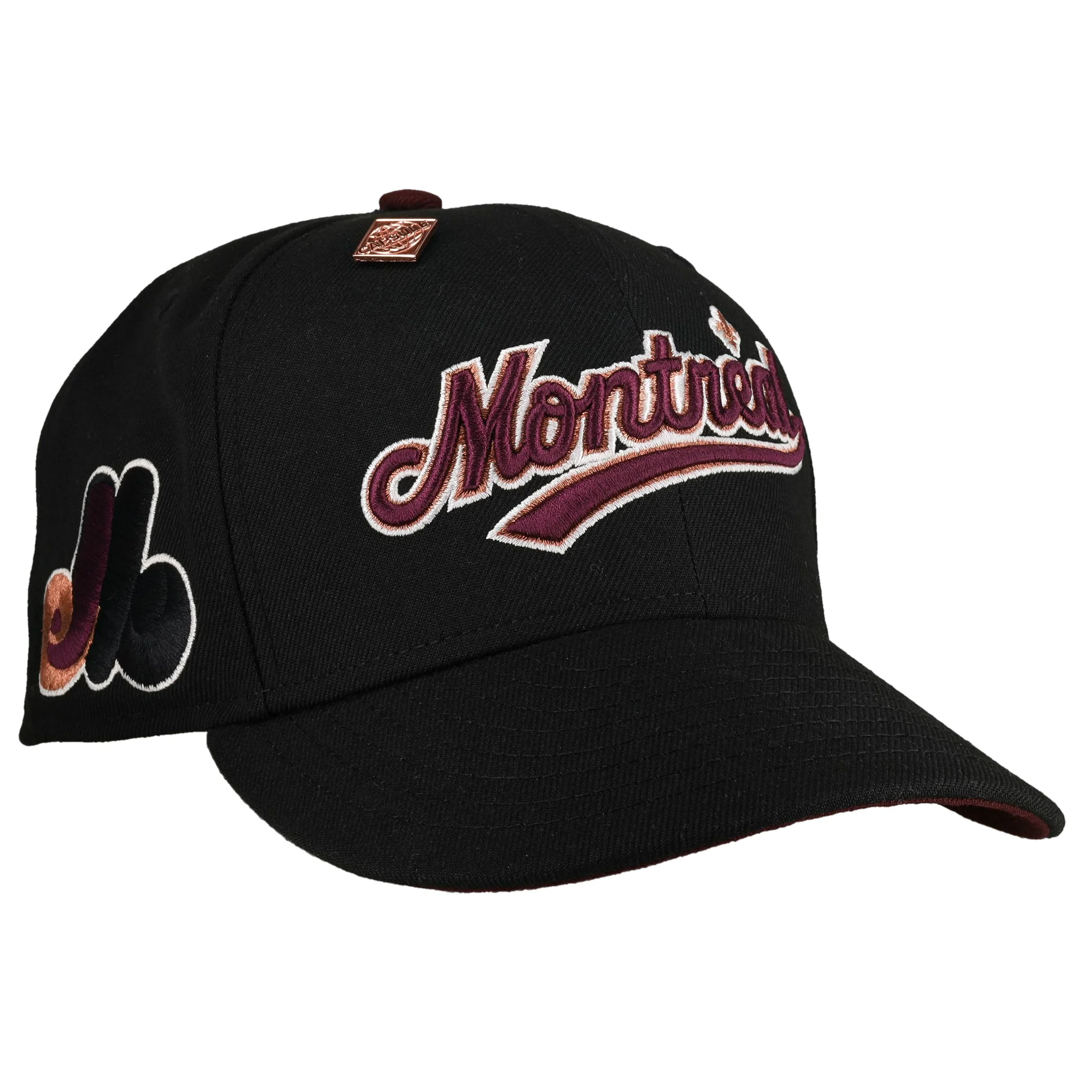 Montreal Expos Black Maroon Script 59Fifty Fitted Hat