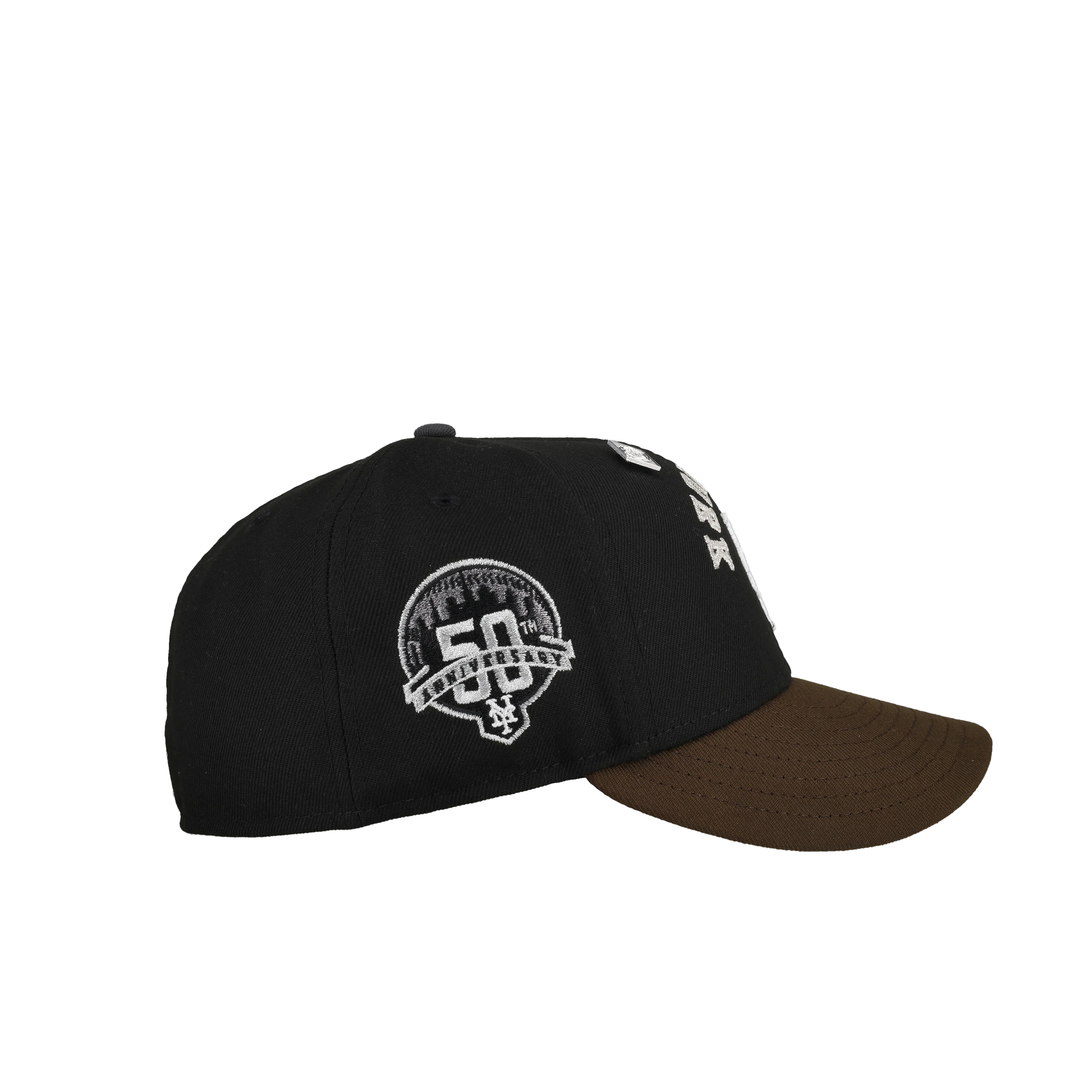 New York Mets 50th Anniversary Black/Brown Upside Down Script 59Fifty Fitted Hat - Image 2